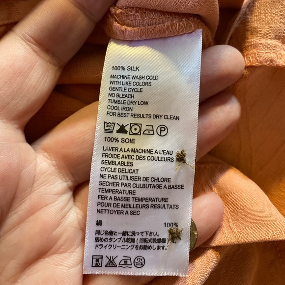 Tommy Bahama Tropic Isles 100% Silk Textured Camp Shirt, Mango, Size Medium - Picture 8 of 13